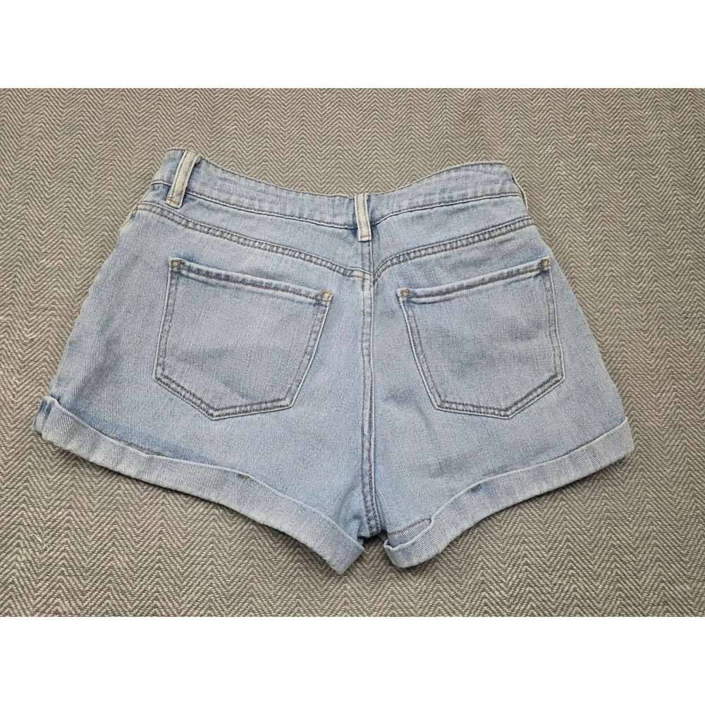 PacSun Mom Shorts Womens 28 Light Wash Blue High Waisted Cotton Denim Cuffed 90s